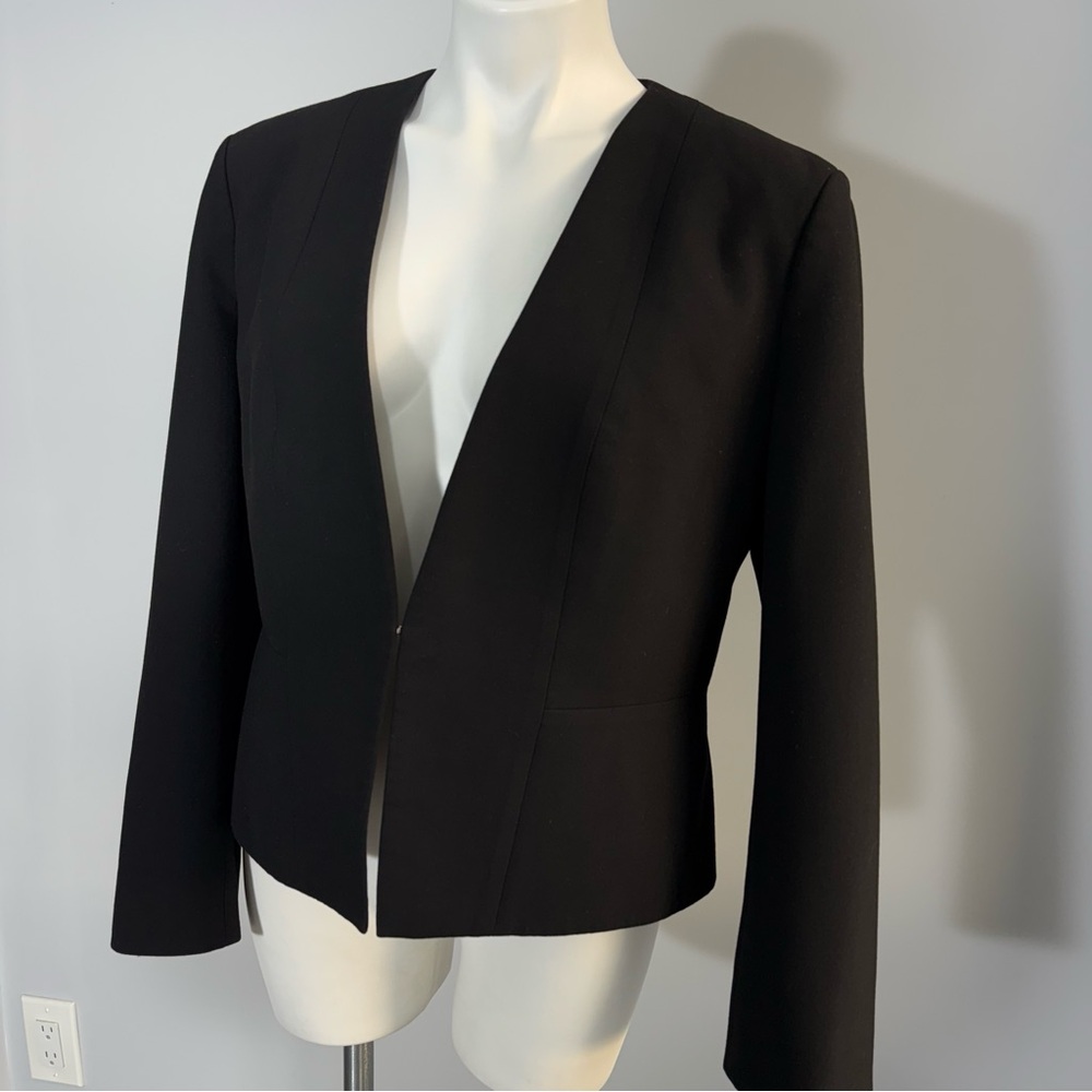 HUGO BOSS Women's Boss Jemida Jacket Blazer In Black US 12 Collarless Wool Blend - Picture 5 of 16